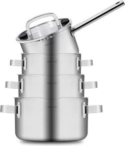 Sola Pannenset Juvia - 4 Delig - Ø 16,16,18,20 Cm - Zilver - RVS - Sandwichbodem -Thuiskeuken 1028x1200