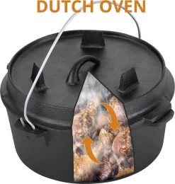 Dutch Mountains Gietijzeren Pannenset 7-delig - Dutch Oven – Braadpan - Grillpan - Hapjespan - Kookset In Houten Transportkist - Deksellifter - Brander -Thuiskeuken 1139x1200 1