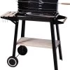 Verrijdbare Barbecue – Houtskool/Briketten - Verstelbare Grillplaat – Houten Tafel – Winscherm – Gewicht 5.9kg -Thuiskeuken 1142x1200