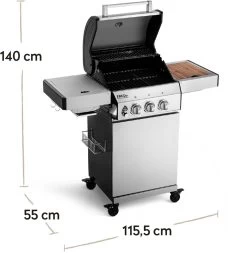 Burnhard Gas BBQ FRED JR. Deluxe - 2 Branders - Incl. Keramische Infraroodbrander & Afdekhoes - Deluxe -Thuiskeuken 1170x1200 4