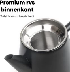 Vatten® - Premium RVS Theepot - Incl. RVS Theefilter - 1L - Zwart - Dubbelwandig -Thuiskeuken 1175x1200 2