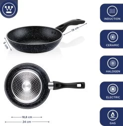 Westinghouse Koekenpan Inductie - Ø 24 Cm - Zwart Marmer - Geschikt Voor Alle Warmtebronnen -Thuiskeuken 1176x1200