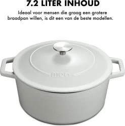 MOA Gietijzeren Braadpan - Inhoud 7,2 Liter - 30CM - Rond - Alle Warmtebronnen - Ook Voor Inductie - Gewicht 7,3 Kg - Wit - C30W -Thuiskeuken 1192x1200 3