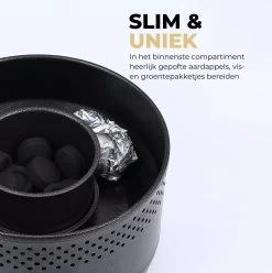 Ozocozy BBQ-ONE Houtskool Tafelbarbecue - Ø30 Cm- Zwart - Incl. Draagtas, Siliconen Bakkwast En RVS-Barbecuetang -Thuiskeuken 1197x1200 10