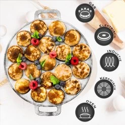 IRONO Poffertjespan Set - Incl. Doseerfles, Kwast En Vork - Poffertjespan Inductie En Electrisch - Poffertjesmaker 19 Poffertjes - Poffertjes Maken - Spuitfles - Cadeau Voor Mannen En Vrouwen -Thuiskeuken 1198x1200 6