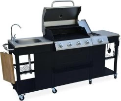 Alice's Garden Gas BBQ D'Artagnan - Zwart - 5 Branders - Buitenkeuken -Thuiskeuken 1200x1005