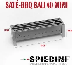 Spiedini Saté-bbq Bali 40 Mini - Kleine, Smalle Houtskoolbarbecue Met Horizontaal Rooster Voor Sate Of Andere Spiesjes - 40 Cm Lang, 11 Cm Breed, 14 Cm Hoog - Ideaal Voor Tuin- Of Open Haard, Of Balkon - Materiaal: Gealuminiseerd Ijzer -Thuiskeuken 1200x1086 1