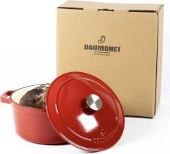 Daumonet Carême Rouge Gietijzeren Braadpan - Sudderpan Kersen Rood - Rond - Ø26 Cm - 4,4 Liter - PFAS & PFOA Vrij - Emaille - Geschikt Voor Alle Warmtebronnen - Elektrisch - Gas - Halogeen - Inductie - Keramisch - Vaatwasserbestendig -Thuiskeuken 1200x1089 2