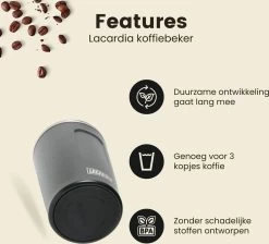 LaCardia Koffiebeker To Go Premium Zwart – Thermosbeker – Theebeker – 380ML – Herbruikbaar -Thuiskeuken 1200x1090