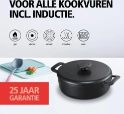 BRABANTIA THE DUTCH Gietijzeren Braadpan - Ø 28cm - MAT Zwart - Inductie -Thuiskeuken 1200x1107