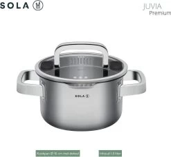 Sola Pannenset Juvia - 4 Delig - Ø 16,16,18,20 Cm - Zilver - RVS - Sandwichbodem -Thuiskeuken 1200x1110 2