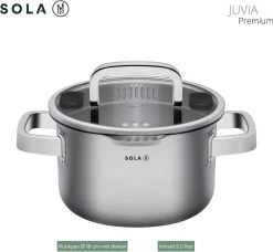 Sola Pannenset Juvia - 4 Delig - Ø 16,16,18,20 Cm - Zilver - RVS - Sandwichbodem -Thuiskeuken 1200x1110