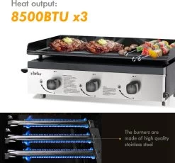 Bighorn Plancha Grill - Gasbarbecue – Tabletop – Draagbaar – 3 Branders -Thuiskeuken 1200x1118 2