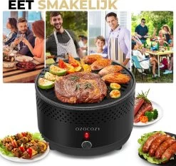 Ozocozy BBQ-ONE Houtskool Tafelbarbecue - Ø30 Cm- Zwart - Incl. Draagtas, Siliconen Bakkwast En RVS-Barbecuetang -Thuiskeuken 1200x1133 4