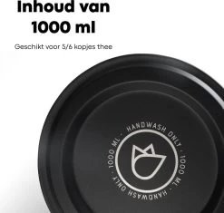 Vatten® - Premium RVS Theepot - Incl. RVS Theefilter - 1L - Zwart - Dubbelwandig -Thuiskeuken 1200x1143 1