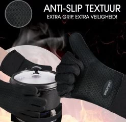 Sense Of Taste Ovenwanten - 2 Stuks - Ovenhandschoenen - Hittebestendig - 230°C - Siliconen - Zwart - Koken - Extra Lang -Thuiskeuken 1200x1154 1