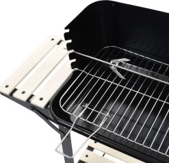 Verrijdbare Barbecue – Houtskool/Briketten - Verstelbare Grillplaat – Houten Tafel – Winscherm – Gewicht 5.9kg -Thuiskeuken 1200x1158 1