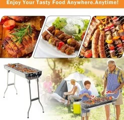 Uten - Houtskoolbarbecue - Opvouwbare Barbecue - Houtskoolbarbecues - Draagbare Camping Barbecue - 430 Roestvrij Staal Grill BBQ - 5-10 Persoon Tuin Buitenfeest - Zilver -Thuiskeuken 1200x1162 8