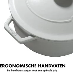 MOA Gietijzeren Braadpan - Inhoud 7,2 Liter - 30CM - Rond - Alle Warmtebronnen - Ook Voor Inductie - Gewicht 7,3 Kg - Wit - C30W -Thuiskeuken 1200x1181