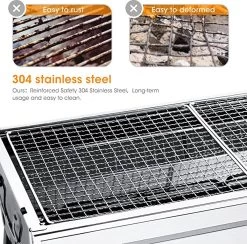 Uten - Houtskoolbarbecue - Opvouwbare Barbecue - Houtskoolbarbecues - Draagbare Camping Barbecue - 430 Roestvrij Staal Grill BBQ - 5-10 Persoon Tuin Buitenfeest - Zilver -Thuiskeuken 1200x1184 4