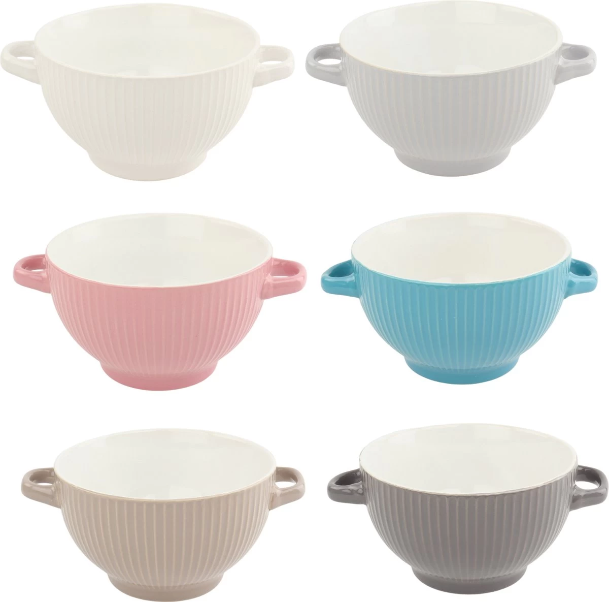 OTIX Soepkommen - Set Van 6 - Met Oor - Stapelbaar - Aardewerk - 680 Ml - 6 Kleuren 9 OTIX Soepkommen - Set Van 6 - Met Oor - Stapelbaar - Aardewerk - 680 Ml - 6 Kleuren - Afbeelding 7