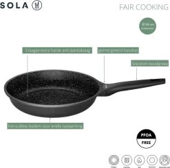 Sola Koekenpan Fair Cooking - Ø 28 Cm - Zwart/wit - Aluminium - Antiaanbaklaag -Thuiskeuken 1200x1189
