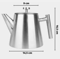 Castagnola Theepot Met Filter – Theekan – Theepot Dubbelwandig – Theepot Roestvrijstaal – Hoogwaardig RVS – 1 Liter – 5 Kopjes Thee – Zilver 10 Castagnola Theepot Met Filter – Theekan – Theepot Dubbelwandig – Theepot Roestvrijstaal – Hoogwaardig RVS – 1 Liter – 5 Kopjes Thee – Zilver -Thuiskeuken 1200x1195 5
