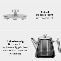 Castagnola Theepot Met Filter – Theekan – Theepot Dubbelwandig – Theepot Roestvrijstaal – Hoogwaardig RVS – 1 Liter – 5 Kopjes Thee – Zilver 12 Castagnola Theepot Met Filter – Theekan – Theepot Dubbelwandig – Theepot Roestvrijstaal – Hoogwaardig RVS – 1 Liter – 5 Kopjes Thee – Zilver -Thuiskeuken 1200x1195 7