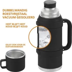 MacGyver RVS Thermoskan 1.5 Ltr – RVS Thermosbeker 0,55 Ltr - Langdurig Warm/koud - Zwart -Thuiskeuken 1200x1198 14