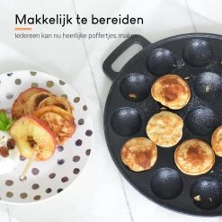 Ocina Poffertjespan – Combo Pack – 19 Poffertjes – Poffertjesmaker – Poffertjespan Inductie – Poffertjespan Electrisch – Gietijzeren Pan - Inclusief Doseerfles, Handvaten, 6x Poffertjesvorken En Invetkwast – Gratis Receptenboek -Thuiskeuken 1200x1198 9