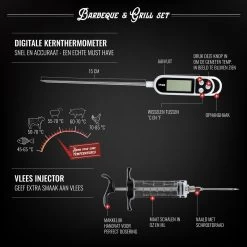 Mountain Jack® 40-Delige Luxe BBQ Grill Accessoires Set In Roestvrij Staal – Barbecue Gereedschap – Tangenset, Vlees Thermometer, Vleestang, Borstel, Spiezen, Vleesmes, Vleesvork -Thuiskeuken 1200x1199 14