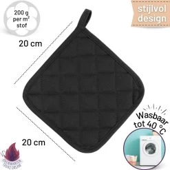 Merkloos Tavas Dream Hittebestendige Pannenlappen | 2 Stuks | Katoen, Thermolite | Tot 220°C | Zwart -Thuiskeuken 1200x1200 1077