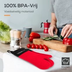 KitchenLove Ovenwanten - 2 Stuks Ovenhandschoenen - Hittebestendig Tot 250 °C - Siliconen - Rood -Thuiskeuken 1200x1200 1098