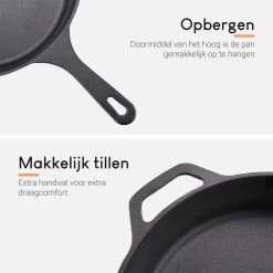 Ocina Gietijzeren Pan – ø30,5cm - Skillet - Koekenpan – Hapjespan – Koekenpan Inductie – Koekenpannenset - Gietijzeren Pan Bbq - Gietijzer -Thuiskeuken 1200x1200 11