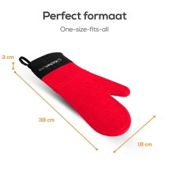 KitchenLove Ovenwanten - 2 Stuks Ovenhandschoenen - Hittebestendig Tot 250 °C - Siliconen - Rood -Thuiskeuken 1200x1200 1100