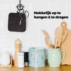 Roegaarden Pannenlappen - Pannenlap - 2 Stuks - Met Insteekvakken - Zwart -Thuiskeuken 1200x1200 1117