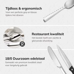 Deleca 12 Persoons Bestekset (72-delig) - Lepels, Messen, Vorken & Steakmessen - Vaatwasserbestendig - Zilver / RVS -Thuiskeuken 1200x1200 1139