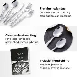 Deleca 6 Persoons Bestekset Deluxe (30-delig) - Vorken, Lepels En Messen - Vaatwasserbestendig - Gehamerd - Zilver / RVS -Thuiskeuken 1200x1200 1190