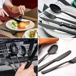 Deleca 6 Persoons Bestekset (36-delig) - Lepels, Messen, Vorken & Steakmessen - Vaatwasserbestendig - Zwart / RVS -Thuiskeuken 1200x1200 1201