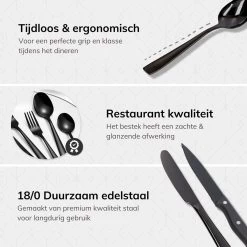 Deleca 6 Persoons Bestekset (36-delig) - Lepels, Messen, Vorken & Steakmessen - Vaatwasserbestendig - Zwart / RVS -Thuiskeuken 1200x1200 1203