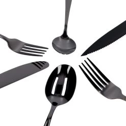 Deleca 6 Persoons Bestekset (36-delig) - Lepels, Messen, Vorken & Steakmessen - Vaatwasserbestendig - Zwart / RVS -Thuiskeuken 1200x1200 1204