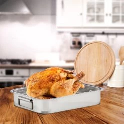 Relaxdays Braadslede Met Rooster - Edelstaal - Ovenschaal - Braadpan - Braadslee - Zilver - L -Thuiskeuken 1200x1200 140