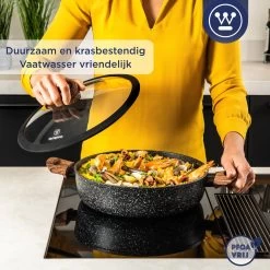 Westinghouse Hapjespan Inductie - Ø 32 Cm - Zwart Marmer - Speciale Editie - Met Deksel -Thuiskeuken 1200x1200 254