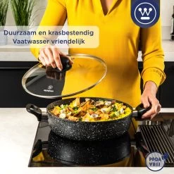 Westinghouse Hapjespan Inductie - Ø 32 Cm - Zwart Marmer - Met Deksel -Thuiskeuken 1200x1200 365