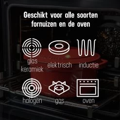 Daumonet Carême Rouge Gietijzeren Braadpan - Sudderpan Kersen Rood - Rond - Ø26 Cm - 4,4 Liter - PFAS & PFOA Vrij - Emaille - Geschikt Voor Alle Warmtebronnen - Elektrisch - Gas - Halogeen - Inductie - Keramisch - Vaatwasserbestendig -Thuiskeuken 1200x1200 385