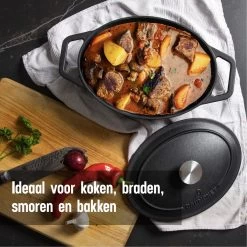 Gietijzeren Braadpan - Sudderpan Zwart Van Daumonet - Ovaal - Ø 29 Cm - 3 Liter - 100% PFAS & PFOA Vrij - Emaille - Geschikt Voor Alle Warmtebronnen - Elektrisch - Gas - Halogeen - Inductie - Keramisch - Vaatwasserbestendig -Thuiskeuken 1200x1200 414