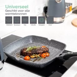 Coninx Grillpan 28CM - Steakpan - Afneembare Handgreep - PFAS-vrij - Grijs -Thuiskeuken 1200x1200 455