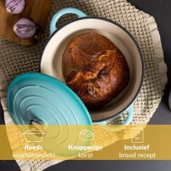 Chefarone Gietijzeren Pan - Braadpan Inclusief Deksel - Geschikt Voor Alle Warmtebronnen - Geëmailleerd Blauw -Thuiskeuken 1200x1200 460