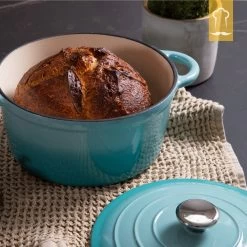 Chefarone Gietijzeren Pan - Braadpan Inclusief Deksel - Geschikt Voor Alle Warmtebronnen - Geëmailleerd Blauw -Thuiskeuken 1200x1200 464