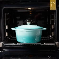 Chefarone Gietijzeren Pan - Braadpan Inclusief Deksel - Geschikt Voor Alle Warmtebronnen - Geëmailleerd Blauw -Thuiskeuken 1200x1200 465